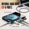 1TB External Hard Drive, USB C Multiport Hub HDD 7-in-1, USB 3.0, SD/TF Card Reader, Docking Station, Multi-Function HDD for Windows, Mac, Android, TV, Phone, Laptop, Desktop, PC